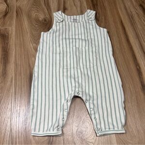 Pehr striped overalls 6-12 months green organic cotton